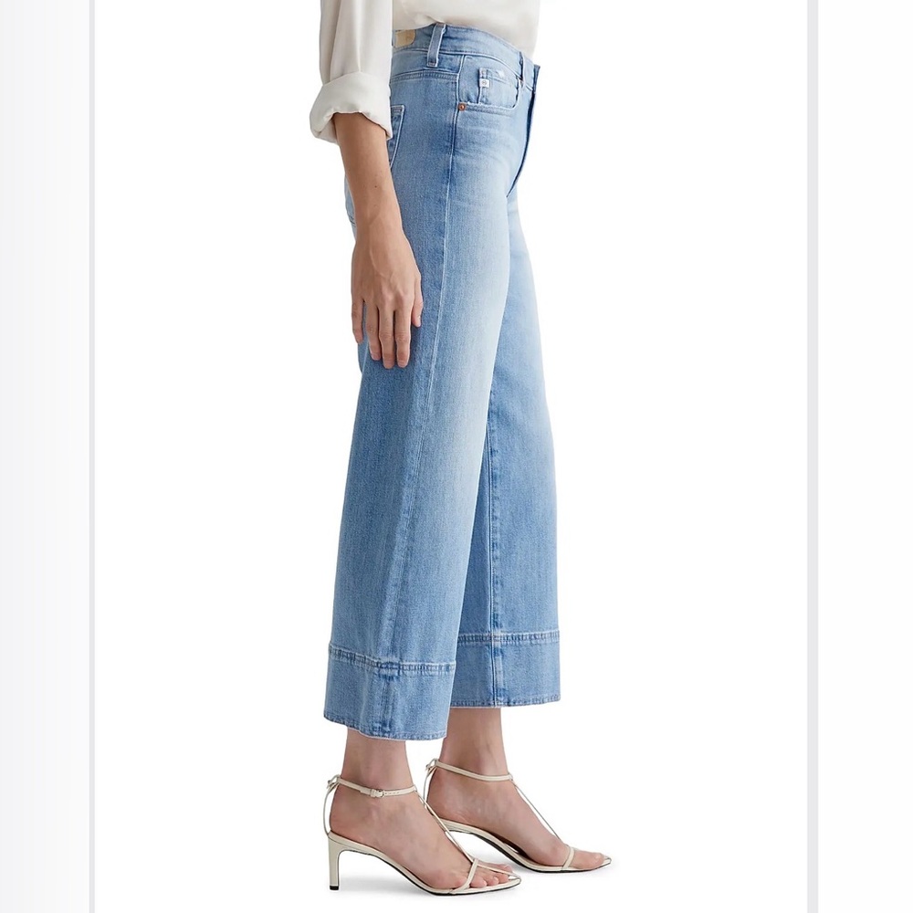 NWT/ AG Saige Mid-Rise Dana Point (Light Blue)Wide-Leg Cropped Jeans - Picture 5 of 14